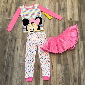 New! Three piece pajama set featuring Minnie mouse from the Disney store